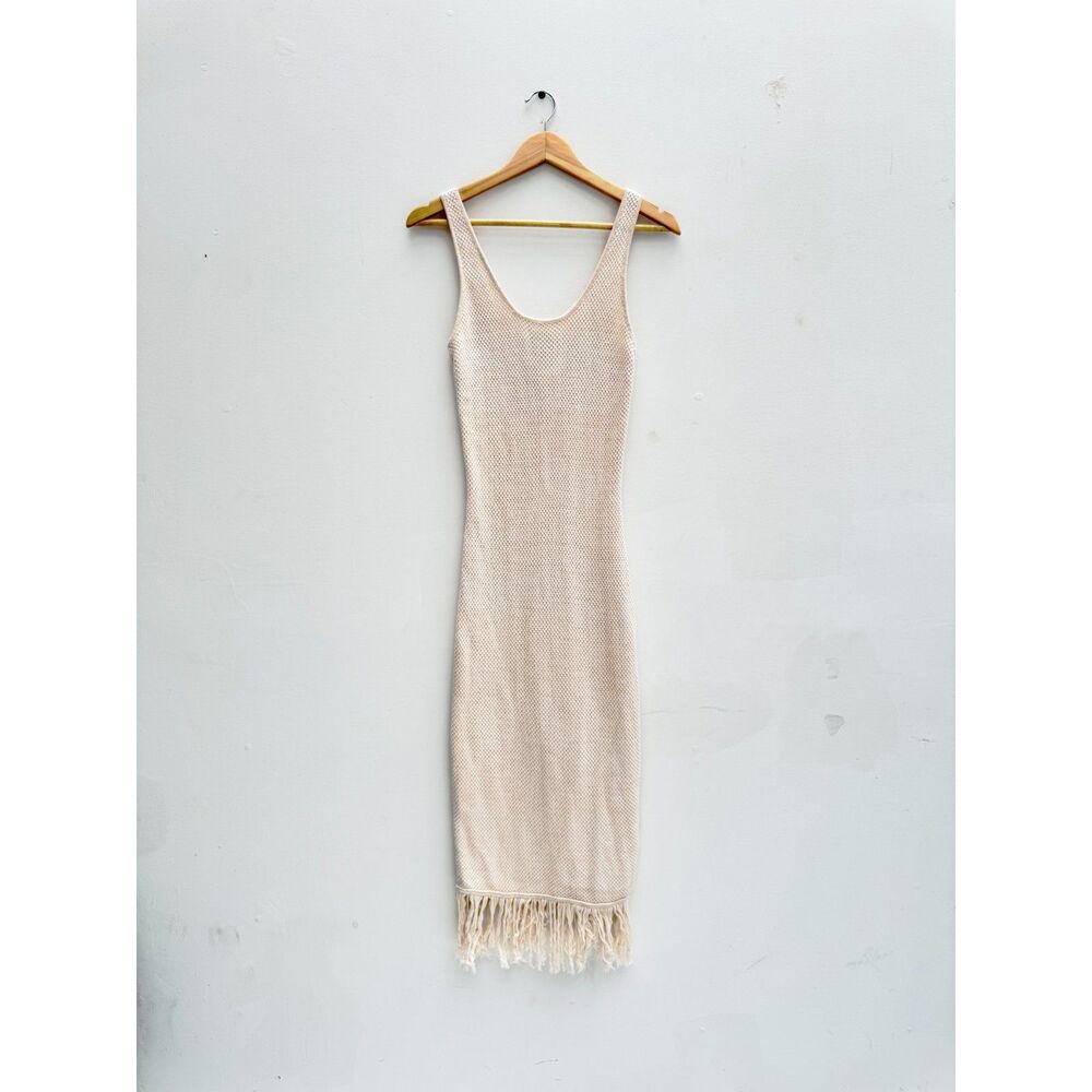 Future Collective x Alani Noelle Crochet Fringe Hem Boho Midi Dress S